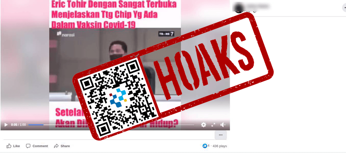 [HOAKS] Erick Thohir Sebut Vaksin Covid-19 Dipasangi Chip